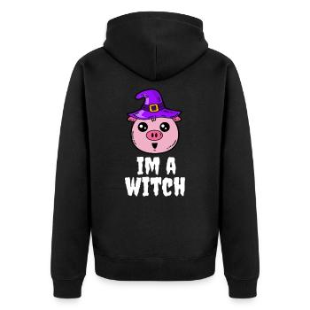 Je suis une sorcière - cochon de sorcières - Veste à capuche bio Premium Unisexe - noir - Dos - Nico (187cm)