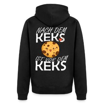 Nach dem Keks ist vor dem Keks Cookie Geschenkidee - Unisex Premium Bio Zip Hoodie - Schwarz - Hinten - Nico (187cm)