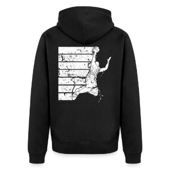 Basketball Streetball Basketballspieler Vintage - Unisex Premium Bio Zip Hoodie - Schwarz - Hinten - Nico (187cm)