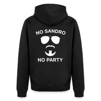 Herren No Sandro No Party Oberteil Mallorca Lustig - Unisex Premium Bio Zip Hoodie - Schwarz - Hinten - Nico (187cm)