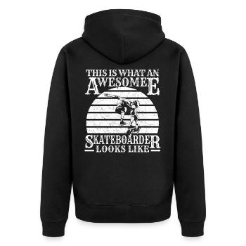 Skater Skateboard Skate Boarding stolzer Boarder - Unisex Premium Bio Zip Hoodie - Schwarz - Hinten - Nico (187cm)