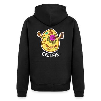 Cell-Fie Funny Science Biology - Unisex Premium Bio Zip Hoodie - Schwarz - Hinten - Nico (187cm)