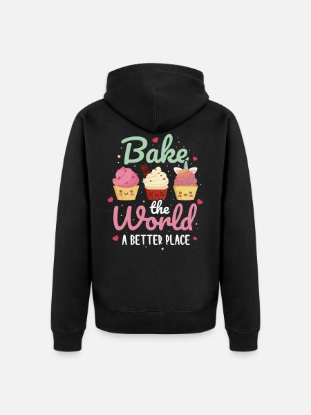 to bake - Unisex Premium Organic Zip Hoodie - black