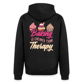 to bake - Unisex Premium Organic Zip Hoodie - black - Back - Nico (187cm)