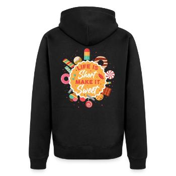 to bake - Unisex Premium Organic Zip Hoodie - black - Back - Nico (187cm)
