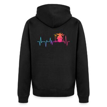 Drummer heartbeat EKG pulse - Unisex Premium Organic Zip Hoodie - black - Back - Nico (187cm)