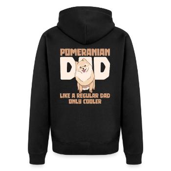 Pomeranian Dad Pom Zwergspitz Vater - Unisex Premium Bio Zip Hoodie - Schwarz - Hinten - Nico (187cm)