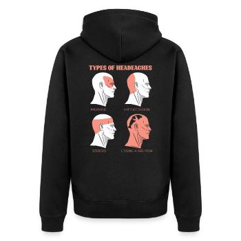 Headache fishing anglers fishermen - Unisex Premium Organic Zip Hoodie - black - Back - Nico (187cm)