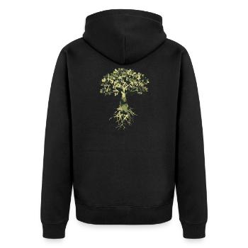 Naturschutz Umweltschutz und Klima Baum Camu Style - Unisex Premium Bio Zip Hoodie - Schwarz - Hinten - Nico (187cm)