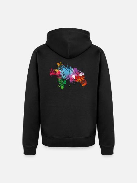 Tortue aquarelle - Veste à capuche bio Premium Unisexe - noir