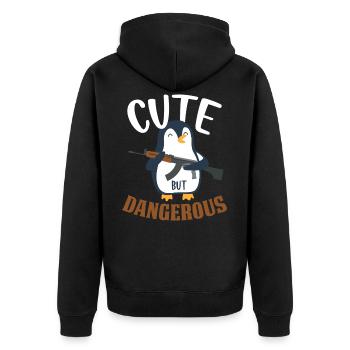 Pinguin - Unisex Premium Bio Zip Hoodie - Schwarz - Hinten - Nico (187cm)