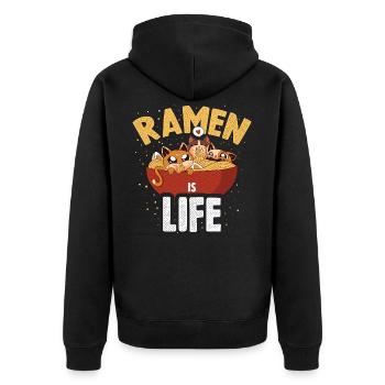 Ramen Is Life Ramen Lustig Geschenk - Unisex Premium Bio Zip Hoodie - Schwarz - Hinten - Nico (187cm)