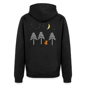 renard nuit forêt lune - Veste à capuche bio Premium Unisexe - noir - Dos - Nico (187cm)