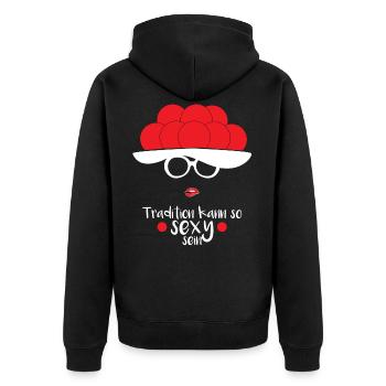 Schwarzwaldmädel Schwarzwald Bollenhut Geschenk - Unisex Premium Bio Zip Hoodie - Schwarz - Hinten - Nico (187cm)