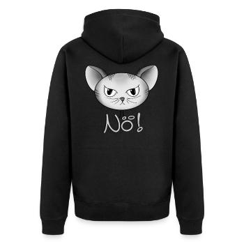 Katze Nö - Unisex Premium Bio Zip Hoodie - Schwarz - Hinten - Nico (187cm)