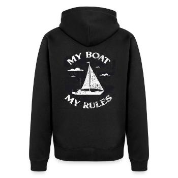 My Boat My Rules Sailing Gift - Unisex Premium Organic Zip Hoodie - black - Back - Nico (187cm)