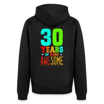 30th Birthday Celebration Gift Idea - Unisex Premium Organic Zip Hoodie - black - Back - Nico (187cm)