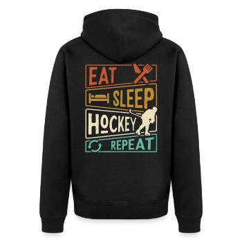 Eat Sleep Hockey Repeat - Joueur de hockey - Veste à capuche bio Premium Unisexe - noir - Dos - Nico (187cm)