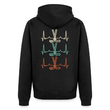 Hockey Herzschlag EKG Hockeyschläger - Unisex Premium Bio Zip Hoodie - Schwarz - Hinten - Nico (187cm)