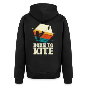 Born to kite - kitesurfer kitesurfing - Unisex Premium Organic Zip Hoodie - black - Back - Nico (187cm)