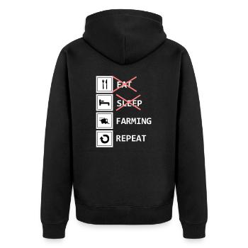 Eat Sleep Farming répétition idée cadeau - Veste à capuche bio Premium Unisexe - noir - Dos - Nico (187cm)