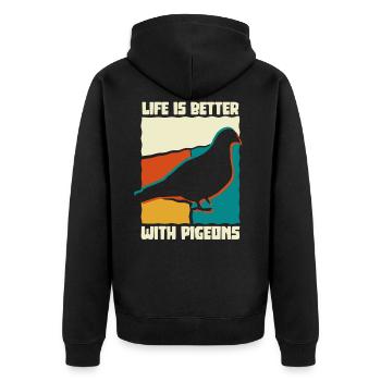 La vie est meilleure avec les pigeons, la colombe d'oiseau - Veste à capuche bio Premium Unisexe - noir - Dos - Nico (187cm)