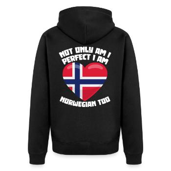 Norweger Perfekt Norwegen Norwegisch - Unisex Premium Bio Zip Hoodie - Schwarz - Hinten - Nico (187cm)