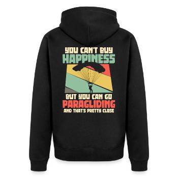 Gleitschirmflieger Gleitschirmfliegen - Unisex Premium Bio Zip Hoodie - Schwarz - Hinten - Nico (187cm)