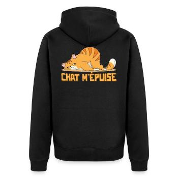 Chat m'épuise Cadeaux Humour Chat Chaton - Veste à capuche bio Premium Unisexe - noir - Dos - Nico (187cm)