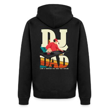 DJ Dad Produzent Beatmaker Papa Vatertag - Unisex Premium Bio Zip Hoodie - Schwarz - Hinten - Nico (187cm)