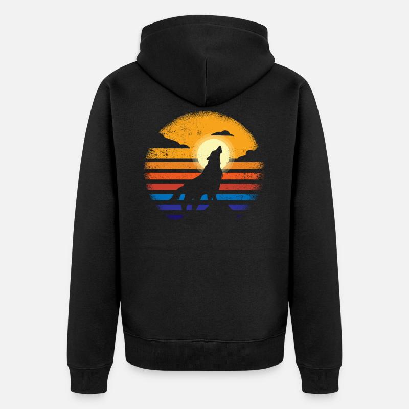 Wolf - Unisex Premium Bio Zip Hoodie - Schwarz