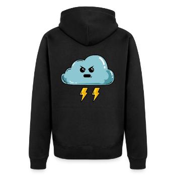 Evil Cloud Thunderstorm Thunder Cloudy - Unisex Premium Organic Zip Hoodie - black - Back - Nico (187cm)