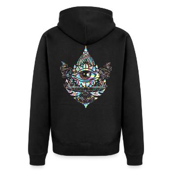 Darkpsy Psytrance Goa Mandala psychédélique - Veste à capuche bio Premium Unisexe - noir - Dos - Nico (187cm)