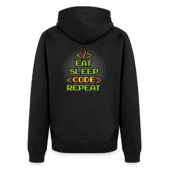 Funny Programmer Software Developer - Unisex Premium Bio Zip Hoodie - Schwarz - Hinten - Nico (187cm)