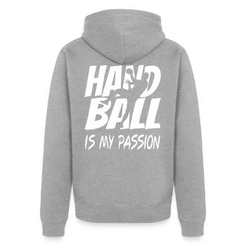 Handball Handball Player - Unisex Premium Organic Zip Hoodie - heather grey - Back - Nico (187cm)