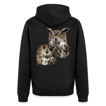 Eulen - Unisex Premium Bio Zip Hoodie - Schwarz - Hinten - Nico (187cm)