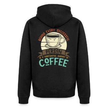 Coffee caffeine success coffee drinker - Unisex Premium Organic Zip Hoodie - black - Back - Nico (187cm)