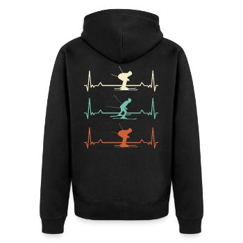 Ski, rythme cardiaque du skieur pulsation électrocardiogramme - Veste à capuche bio Premium Unisexe - noir - Dos - Nico (187cm)