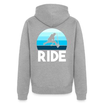 Ride Stunt Scooter Jungen Tretroller Roller Jungen - Unisex Premium Bio Zip Hoodie - Grau meliert - Hinten - Nico (187cm)