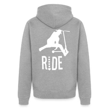 Ride Stunt Scooter Jungen Tretroller Roller Jungen - Unisex Premium Bio Zip Hoodie - Grau meliert - Hinten - Nico (187cm)