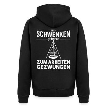 Saarland Schwenken Spruch Saarbrücken Saarländer - Unisex Premium Bio Zip Hoodie - Schwarz - Hinten - Nico (187cm)