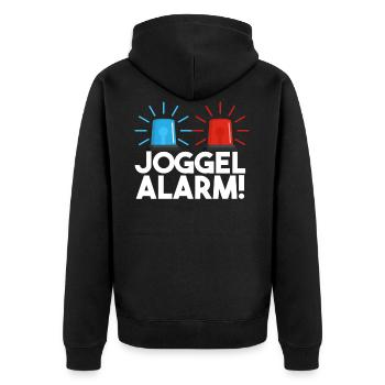 Joggel Alarm Saarland Saarbrücken Saarländer - Unisex Premium Bio Zip Hoodie - Schwarz - Hinten - Nico (187cm)