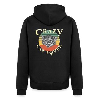 Amant de chat fou - Veste à capuche bio Premium Unisexe - noir - Dos - Nico (187cm)
