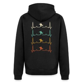Impulsion ECG de battement de coeur de snowboarder - Veste à capuche bio Premium Unisexe - noir - Dos - Nico (187cm)