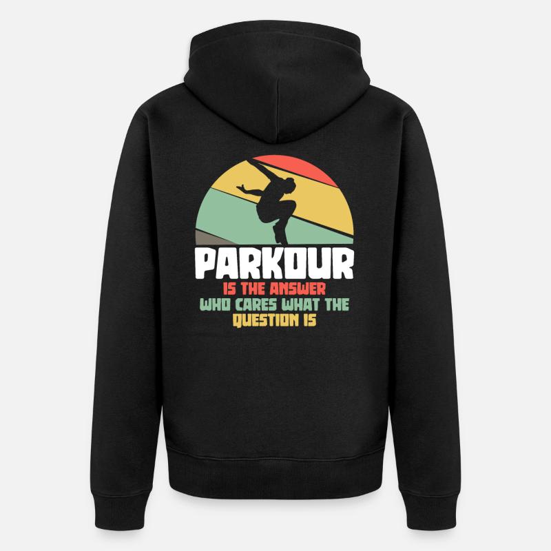 Parkour est la réponse - coureurs de parkour - Veste à capuche bio Premium Unisexe - noir