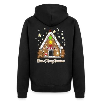Maison de pain d'épice de Noël Passez un joyeux Noël - Veste à capuche bio Premium Unisexe - noir - Dos - Nico (187cm)
