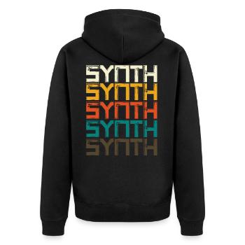 Synth Synthesizer Keyboard Geschenk - Unisex Premium Bio Zip Hoodie - Schwarz - Hinten - Nico (187cm)