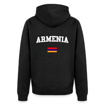 ARMENIEN - Unisex Premium Bio Zip Hoodie - Schwarz - Hinten - Nico (187cm)