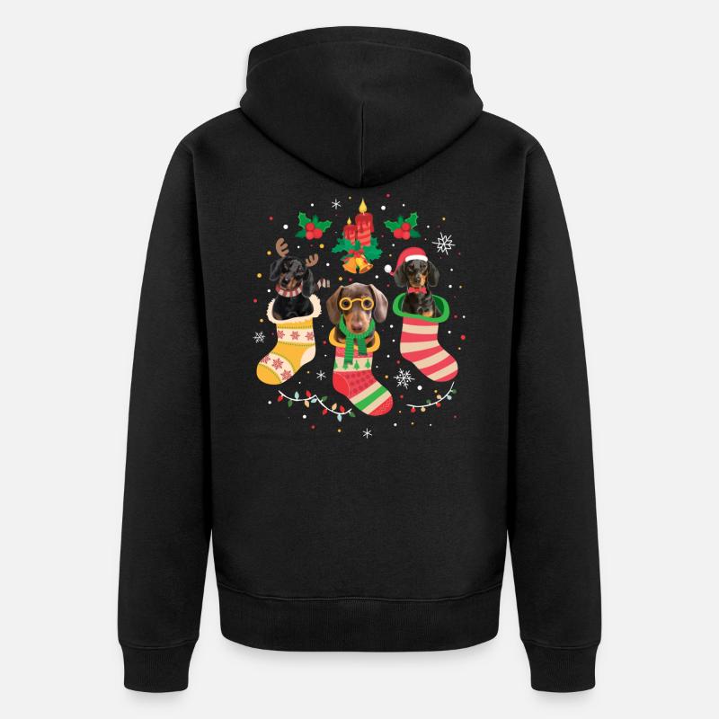 Noël de teckel - Veste à capuche bio Premium Unisexe - noir