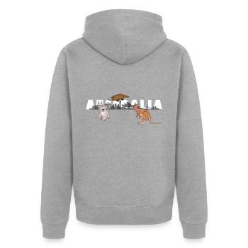 Australien Australische Tiere Känguru Koala Sydney - Unisex Premium Bio Zip Hoodie - Grau meliert - Hinten - Nico (187cm)